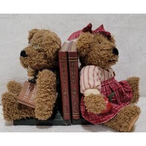 Teddy Bear Wooden Bookends Plush Books are Fun Teddie’s Stories Vintage Bears